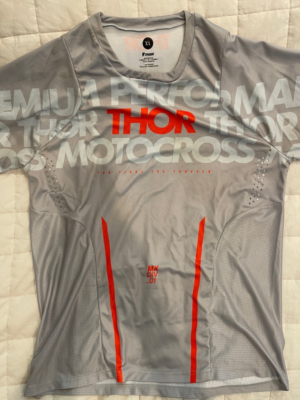 thor Gray and Red Motocross Long Sleeve Shirt